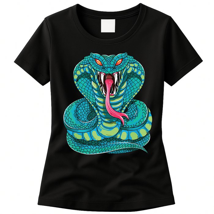 Fanged Cobra King Snake Fast Striking Fangs Bite Womens T-Shirt