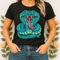 Fanged Cobra King Snake Fast Striking Fangs Bite Womens T-Shirt