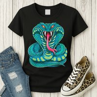 Fanged Cobra King Snake Fast Striking Fangs Bite Womens T-Shirt