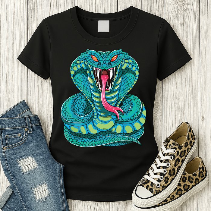 Fanged Cobra King Snake Fast Striking Fangs Bite Womens T-Shirt
