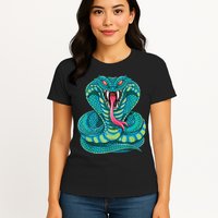 Fanged Cobra King Snake Fast Striking Fangs Bite Womens T-Shirt