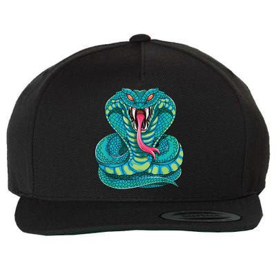 Fanged Cobra King Snake Fast Striking Fangs Bite Wool Snapback Cap