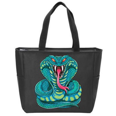 Fanged Cobra King Snake Fast Striking Fangs Bite Zip Tote Bag