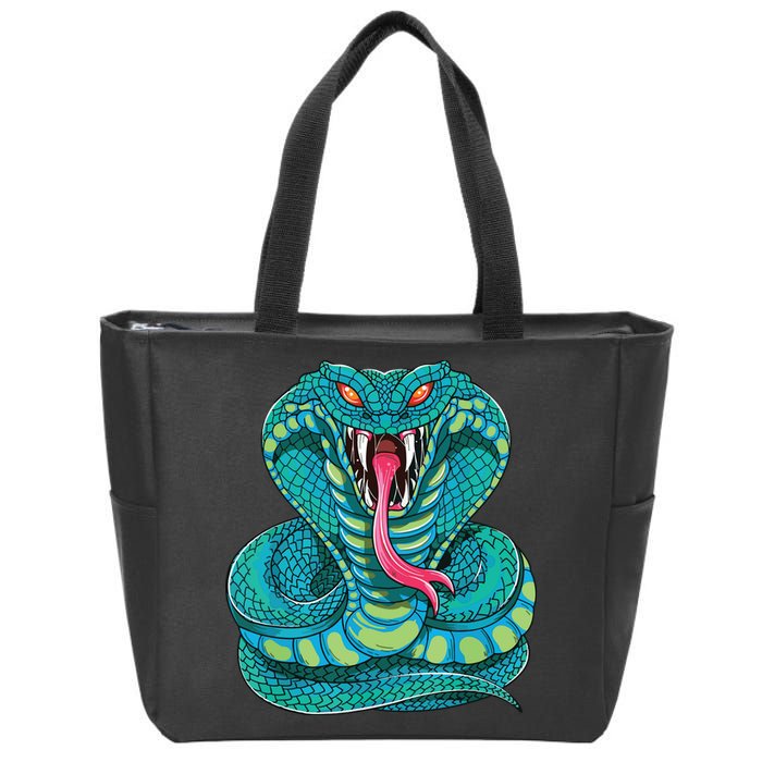 Fanged Cobra King Snake Fast Striking Fangs Bite Zip Tote Bag