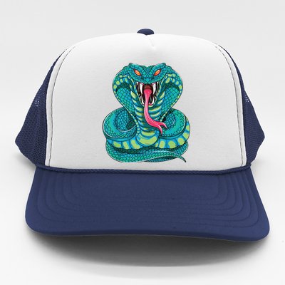 Fanged Cobra King Snake Fast Striking Fangs Bite Trucker Hat