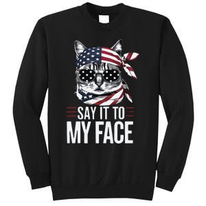 Funny Cat Kamala Harris 2024 Say It To My Face Sweatshirt