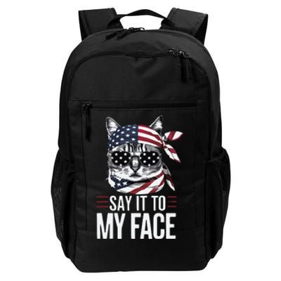 Funny Cat Kamala Harris 2024 Say It To My Face Daily Commute Backpack