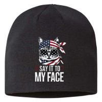 Funny Cat Kamala Harris 2024 Say It To My Face Sustainable Beanie