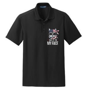 Funny Cat Kamala Harris 2024 Say It To My Face Dry Zone Grid Polo