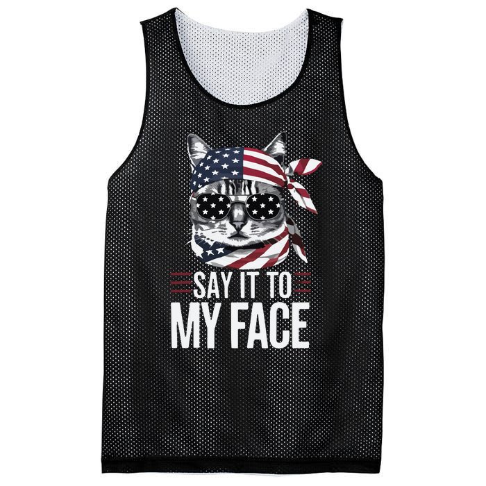 Funny Cat Kamala Harris 2024 Say It To My Face Mesh Reversible Basketball Jersey Tank