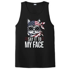 Funny Cat Kamala Harris 2024 Say It To My Face PosiCharge Competitor Tank