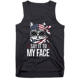 Funny Cat Kamala Harris 2024 Say It To My Face Tank Top