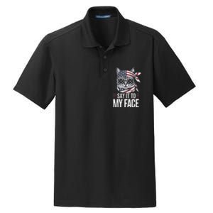 Funny Cat Kamala Harris 2024 Say It To My Face Dry Zone Grid Polo