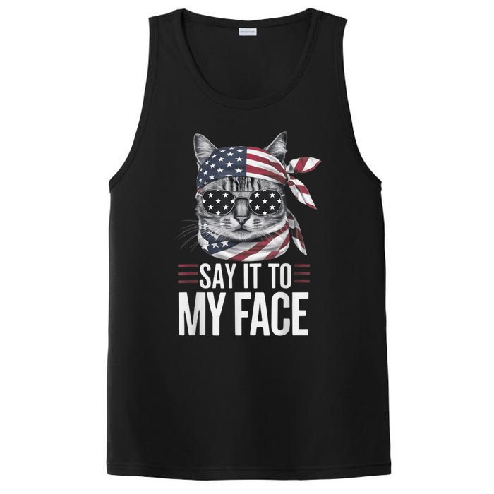 Funny Cat Kamala Harris 2024 Say It To My Face PosiCharge Competitor Tank