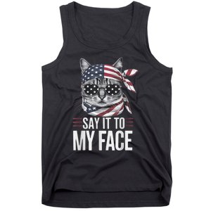 Funny Cat Kamala Harris 2024 Say It To My Face Tank Top