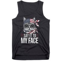 Funny Cat Kamala Harris 2024 Say It To My Face Tank Top