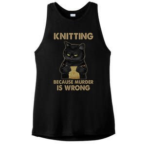 Funny Cat Knits Meaningful Gift Knitting Because Murder Is Wrong Gift Ladies PosiCharge Tri-Blend Wicking Tank