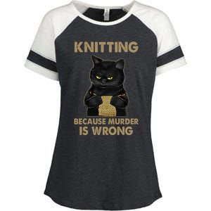 Funny Cat Knits Meaningful Gift Knitting Because Murder Is Wrong Gift Enza Ladies Jersey Colorblock Tee