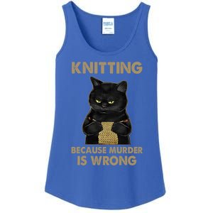 Funny Cat Knits Meaningful Gift Knitting Because Murder Is Wrong Gift Ladies Essential Tank