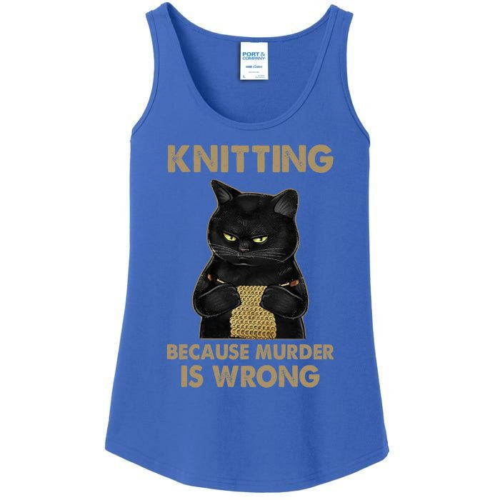 Funny Cat Knits Meaningful Gift Knitting Because Murder Is Wrong Gift Ladies Essential Tank