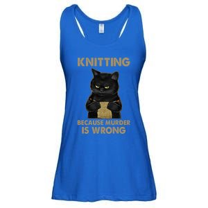 Funny Cat Knits Meaningful Gift Knitting Because Murder Is Wrong Gift Ladies Essential Flowy Tank