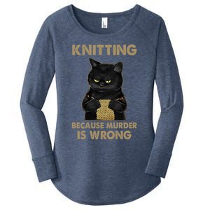 Funny Cat Knits Meaningful Gift Knitting Because Murder Is Wrong Gift Women's Perfect Tri Tunic Long Sleeve Shirt