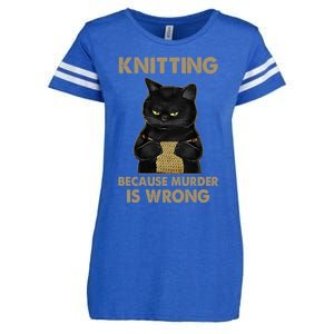 Funny Cat Knits Meaningful Gift Knitting Because Murder Is Wrong Gift Enza Ladies Jersey Football T-Shirt