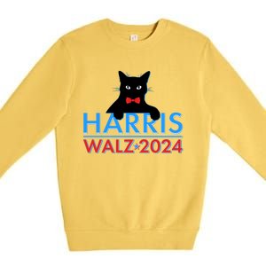 Funny Cute Kamala Harris Tim Walz 2024 Cat Premium Crewneck Sweatshirt