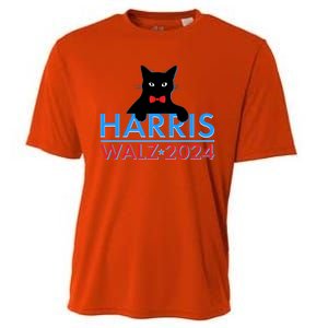 Funny Cute Kamala Harris Tim Walz 2024 Cat Cooling Performance Crew T-Shirt