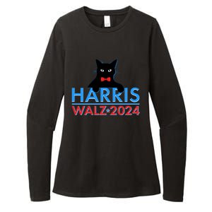 Funny Cute Kamala Harris Tim Walz 2024 Cat Womens CVC Long Sleeve Shirt