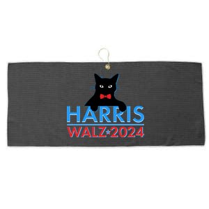 Funny Cute Kamala Harris Tim Walz 2024 Cat Large Microfiber Waffle Golf Towel