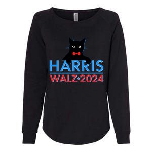 Funny Cute Kamala Harris Tim Walz 2024 Cat Womens California Wash Sweatshirt