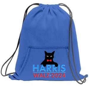 Funny Cute Kamala Harris Tim Walz 2024 Cat Sweatshirt Cinch Pack Bag