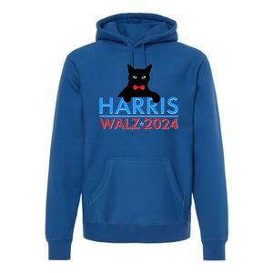 Funny Cute Kamala Harris Tim Walz 2024 Cat Premium Hoodie