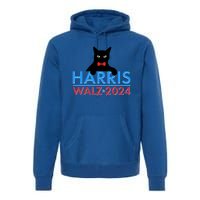 Funny Cute Kamala Harris Tim Walz 2024 Cat Premium Hoodie