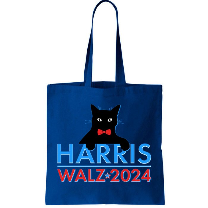 Funny Cute Kamala Harris Tim Walz 2024 Cat Tote Bag