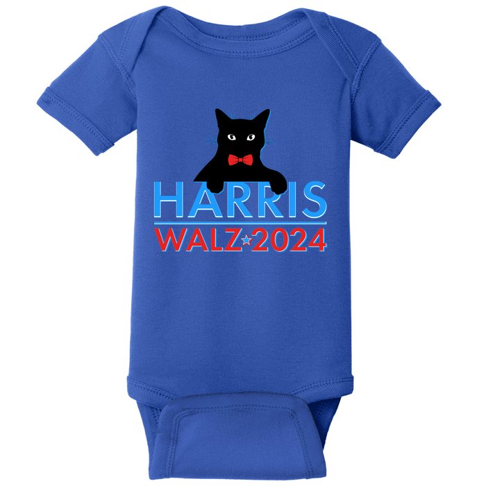 Funny Cute Kamala Harris Tim Walz 2024 Cat Baby Bodysuit