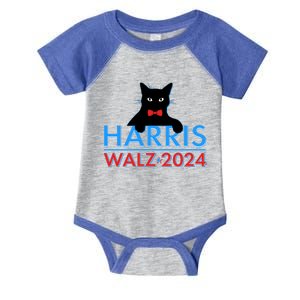 Funny Cute Kamala Harris Tim Walz 2024 Cat Infant Baby Jersey Bodysuit