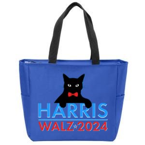 Funny Cute Kamala Harris Tim Walz 2024 Cat Zip Tote Bag