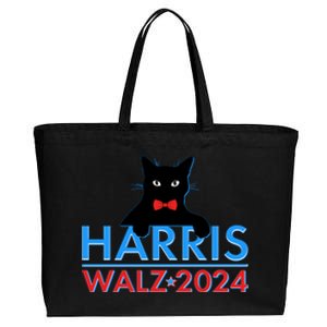 Funny Cute Kamala Harris Tim Walz 2024 Cat Cotton Canvas Jumbo Tote