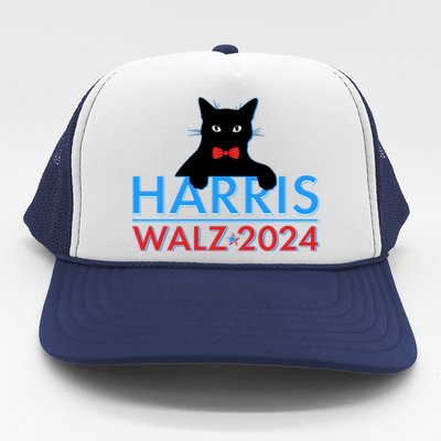 Funny Cute Kamala Harris Tim Walz 2024 Cat Trucker Hat