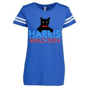 Funny Cute Kamala Harris Tim Walz 2024 Cat Enza Ladies Jersey Football T-Shirt