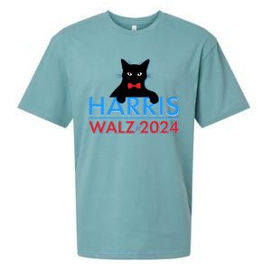 Funny Cute Kamala Harris Tim Walz 2024 Cat Sueded Cloud Jersey T-Shirt