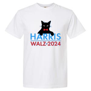 Funny Cute Kamala Harris Tim Walz 2024 Cat Garment-Dyed Heavyweight T-Shirt