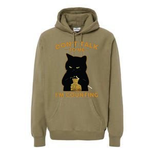 Funny Cat Knits Shirts Dont Talk To Me Im Counting Knitting Premium Hoodie