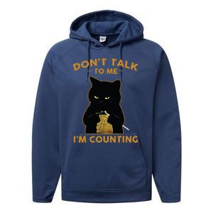 Funny Cat Knits Shirts Dont Talk To Me Im Counting Knitting Performance Fleece Hoodie