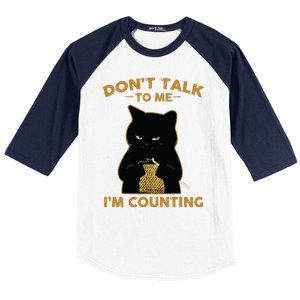 Funny Cat Knits Shirts Dont Talk To Me Im Counting Knitting Baseball Sleeve Shirt