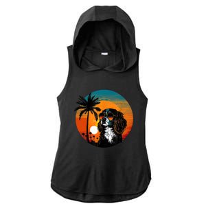 Funny Cavalier King Charles Spaniel Cute Cool Sunglasses Ladies PosiCharge Tri-Blend Wicking Draft Hoodie Tank