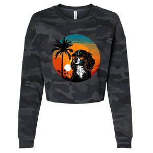 Funny Cavalier King Charles Spaniel Cute Cool Sunglasses Cropped Pullover Crew