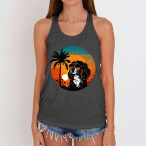 Funny Cavalier King Charles Spaniel Cute Cool Sunglasses Women's Knotted Racerback Tank